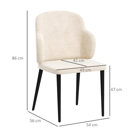 Rootz Set Of 2 Accent Chairs - Scandi Design - Velvet Look - Dining Room Chair - Beige + Black - 54 cm x 56 cm x 86 cm