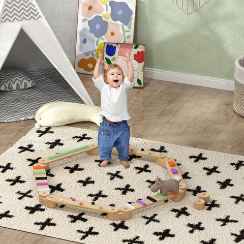 Rootz Kids Balance Beam Set - Wooden Balance Boards - Playful Balance Training - Enhances Coordination - 130cm x 115cm x 8.5cm