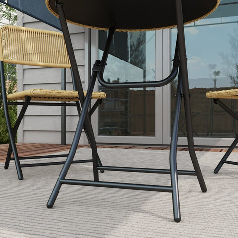 Rootz 3 Piece Bistro Set - Outdoor Furniture - Folding Set - Durability - 46L x 58W x 84H cm Chair & Ø60 x 70H cm Table