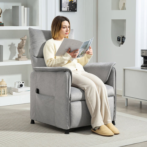 Rootz Grey Relaxation Armchair - Upholstery Chair - Recliner - Memory Function - 80cm x 162cm x 67cm