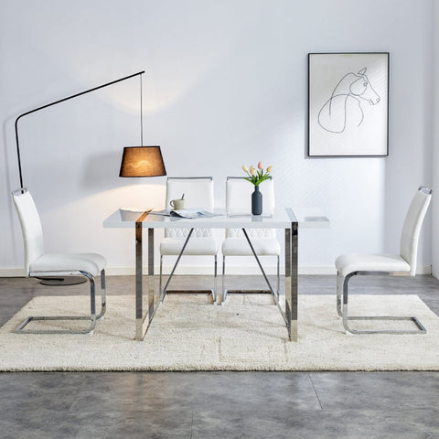 Rootz Dining Chairs Set - Modern Seating - Faux Leather - Comfort Support - 42L x 45W x 95H cm - Water-Repellent Finish