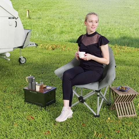 Rootz Foldable Camping Chair - Portable Seat - Outdoor Armchair - Supports up to 120kg - Grey - 90cm x 63cm x 100cm