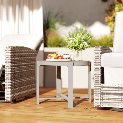 Rootz Round Garden Table - Balcony Table - Outdoor Side Table - Weatherproof & Rust Resistant - 60cm x 60cm x 46cm