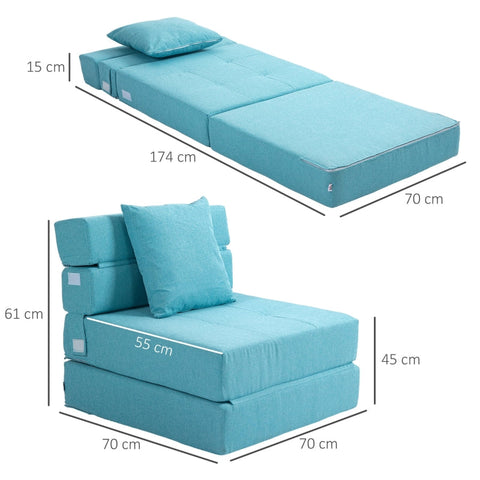 Rootz Sleeping Chair - Relaxation Chair - Guest Bed - Quick Conversion - Versatile Use - Exceptional Comfort - 70cm x 70cm x 61cm (Sofa) / 70cm x 174cm x 15cm (Bed)