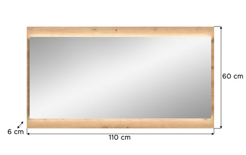 Rootz Mirror - Wall Mirror - LED Vanity Mirror - Adds Style - 60x110x6 cm Artisan Brown Imitation