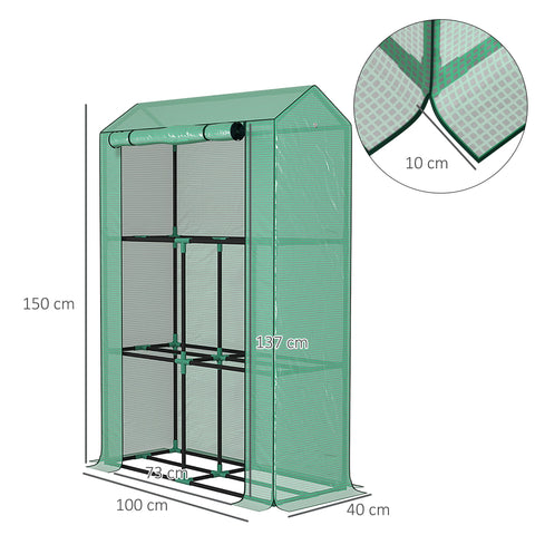 Rootz Greenhouse with 3-Step Shelf - UV-Resistant Gardening House - Portable Plant Shelter - Protection & Ventilation - 100x40x150 cm