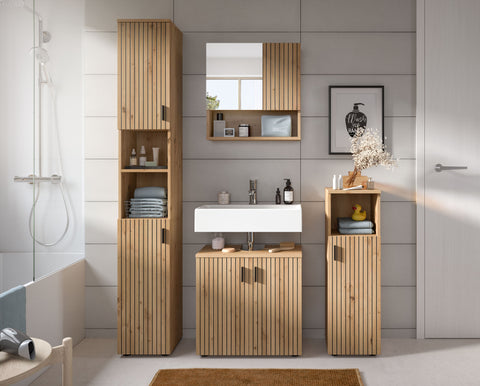 Rootz 4 Piece Bathroom Cabinet Set - Vanity Unit - Mirror Cabinet - Easy Care - 150cm x 192cm x 30cm