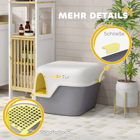 Rootz Cat Litter Box with Lid - Lockable & Easy to Clean - Covered - 50cm x 50cm x 39cm