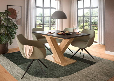 Rootz Extendable Dining Table - Brown & Grey Imitation - Adjustable Dining Table - Space-Saving - 150-190cm x 76cm x 80cm