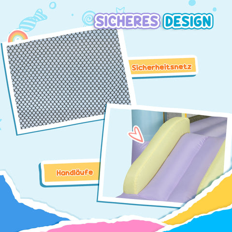 Rootz Bouncy Castle with Slides - Inflatable Playhouse - Oxford Fabric Playground - Quick Inflation - 250cm x 165cm x 200cm