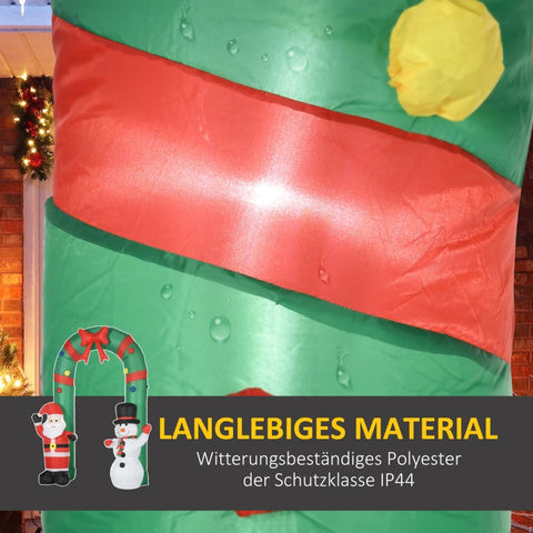 Rootz Inflatable Archway with Santa Claus and Snowman - Christmas Decoration - Holiday Inflatable - LED Lighting - Quick Setup - Space-Saving Storage - 198cm x 80cm x 245cm