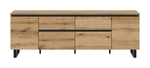 Rootz Lowboard - TV Stand - Media Storage - Ample Space - Brown and Black - 188x65x36 cm