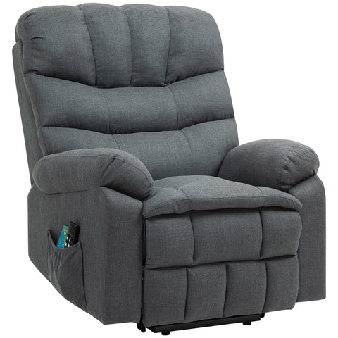 Rootz Grey Electric Reclining Armchair - Upholstery Chair - Massage Function - Senior Mobility Aid - 93cm x 100cm x 112cm