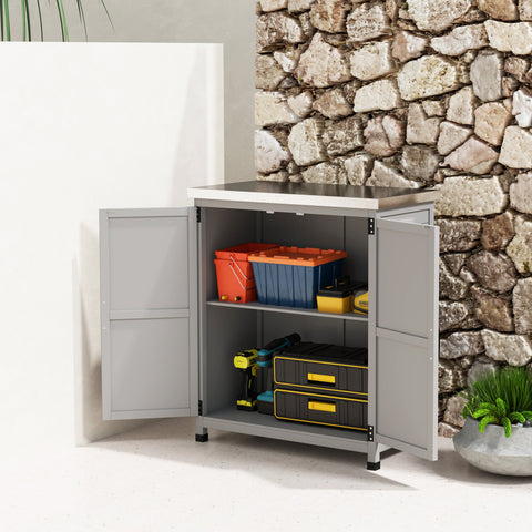 Rootz Garden Cabinet - Tool Cabinet - Outdoor Storage Cabinet - Water & Wear Resistant - 79cm x 43cm x 92cm