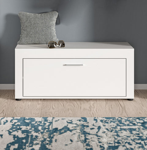 Rootz White Shoe Storage Bench - Entryway Organizer - Hallway Furniture - Space for 4 Pairs - 100x44x35 cm