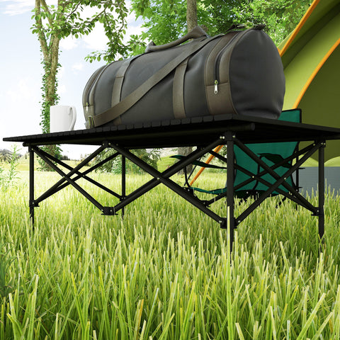 Rootz Camping Table - Folding Table - Portable Picnic Table - Durable Aluminum - 95cm x 55cm Black