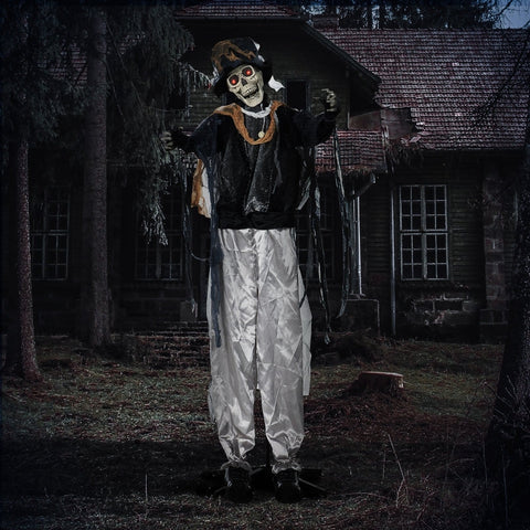 Rootz Halloween Ghost Decoration - Spooky Halloween Prop - Haunted House Decor - Motion Sensor - Sound Effects - LED Lights - 60cm x 16cm x 170cm - Polyester, PE, Plastic, Steel