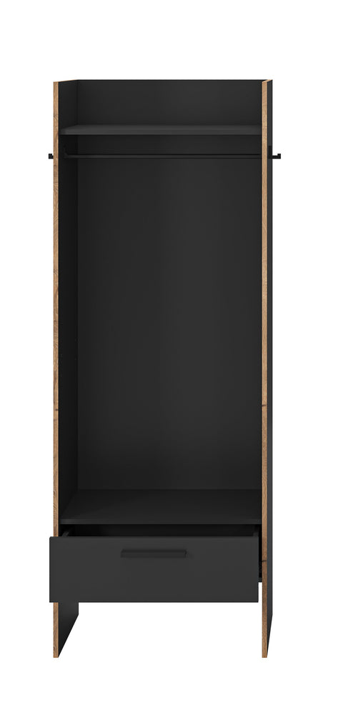 Rootz Wardrobe - Closet - Storage Unit - Saves Space - 70x189x37 cm - Black