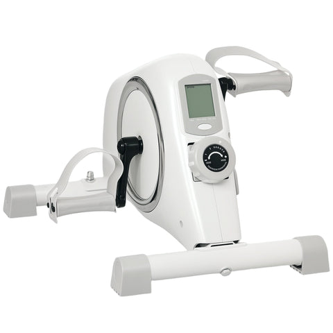 Rootz Mini Home Trainer - Under-the-Desk Foot Pedal - Arm & Leg Exercises - 8 Resistance Levels - Steel, White - 48cm x 43cm x 31cm