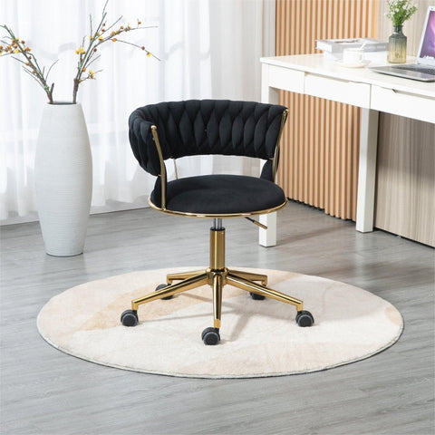 Rootz Swivel Office Chair - Velvet Chair - Ergonomic Chair - Luxury Design - 62cm x 62cm x 67-76.98cm