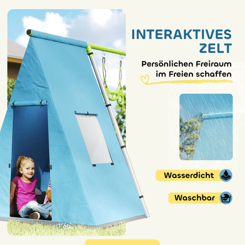 Rootz 3-in-1 Rocket Play Tent - Kids Swing - Child Gymnasium - Secure Design - 283cm x 180cm x 182cm