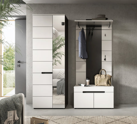 Rootz Wardrobe Combination - Closet - Storage Solution - Space-Saving - White Finish - 160cm x 190cm x 37cm