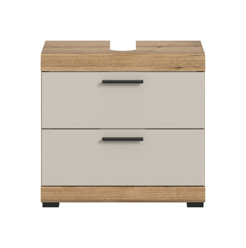 Rootz Vanity Unit - Bathroom Cabinet - Storage Solution - Easy-Care MDF - 60x56x34cm - Evoak Oak & Cashmere Finish