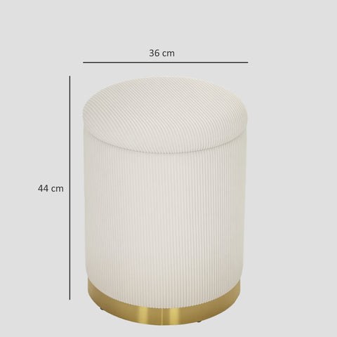 Rootz White Seat Stools - Storage Ottoman - Foldable Footrest - 30.6L Storage - Ø36 x 44 cm - Durable Cord & Steel Frame