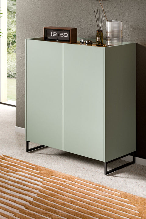 Rootz Shoe Cabinet - Footwear Storage - Shoe Organizer - Quick Assembly - Green and Brown - 97x90x38 cm