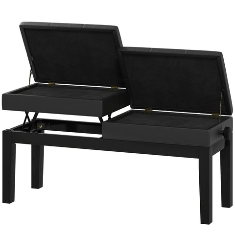 Rootz Piano Bench - Piano Stool - Music Seating - Adjustable Storage - Waterproof Synthetic Leather - 105cm x 37cm x 48-58cm
