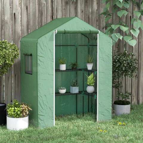 Rootz Greenhouse - Plant Shelter - Gardening House - UV Resistant - 1 Door & 2 U-Shaped Shelves - 140x73x190cm