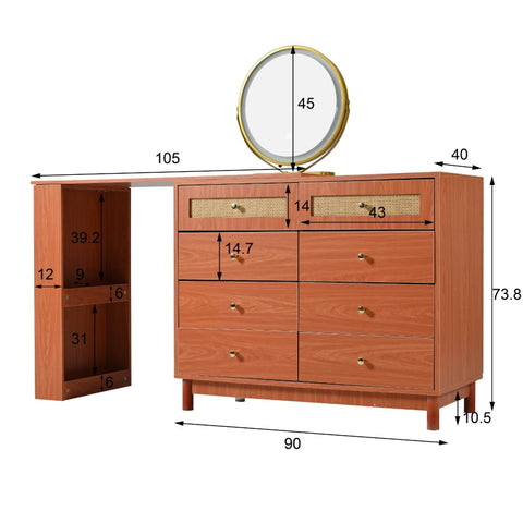 Rootz Dressing Table with Mirror - Vanity Table - Makeup Desk - LED Lighting - 100cm x 40cm x 74cm - Ample Storage & Stylish Design