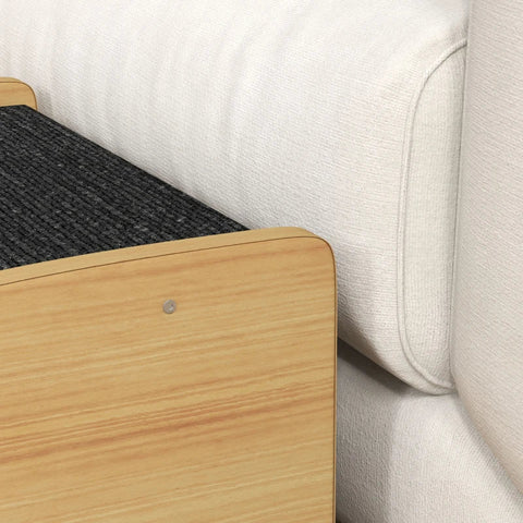 Rootz Pet Stairs - Dog Stairs - 3 Steps - Small Dog - Chipboard - Carpet Fabric - Oak + Black - 38.5cm x 38.5cm x 30cm