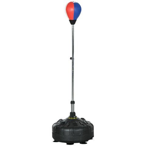Rootz Punching Ball - Height Adjustable - Fillable Base - Steel - Faux Leather - Black + Red + White - Ø48 x 147-165H cm