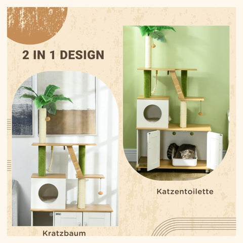 Rootz Scratching Post Cat Tree - Cat Climbing Tower - Cat Activity Center - Ultimate Cat Retreat - Anti-Tip Protection - Adjustable Feet - 80cm x 48cm x 160cm
