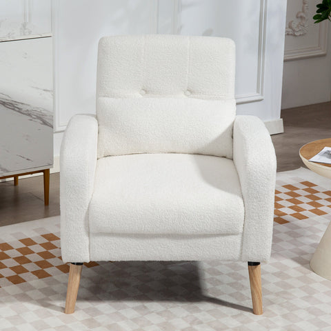 Rootz Modern White Armchair - Upholstered Seating - Living Room Chair - Lumbar Pillows Support - 76cm x 89.5cm x 53cm