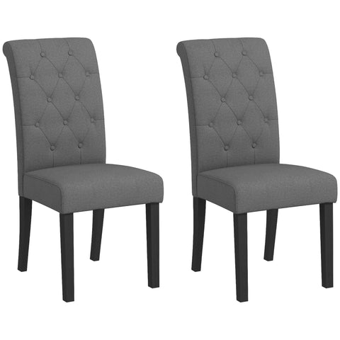 Rootz Set of 2 Dining Room Chairs - Kitchen Chairs - Upholstered Chairs - Comfort & Style - 47cm x 61cm x 101cm - Dark Gray