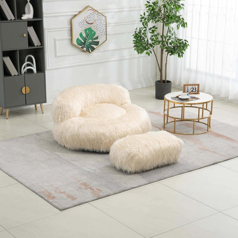 Rootz Bean Bag with Ottoman - Lazy Chair - Cozy Seating - High Comfort Support - 108cm x 103cm x 58cm