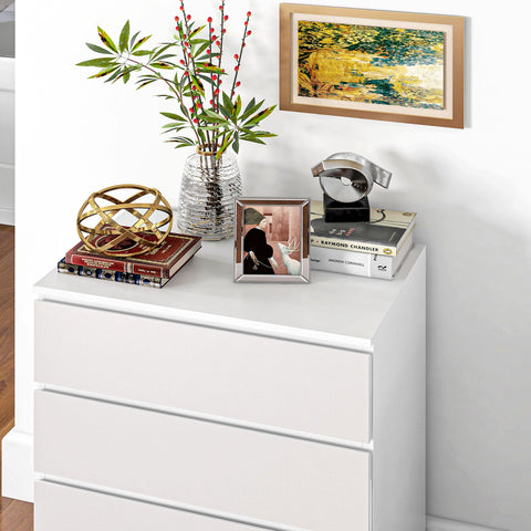 Rootz 4 Drawer Chest - Storage Furniture - Minimalist Design - Handleless - 60 x 40 x 80 cm - White Finish for Modern Elegance