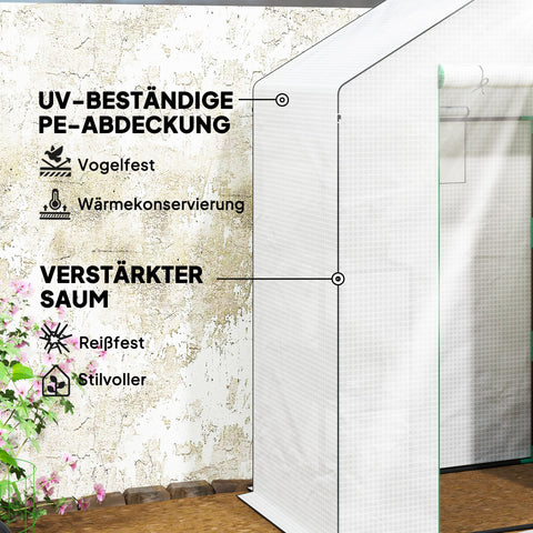 Rootz Walk-In Greenhouse with Shelves - Mini-Greenhouse - UV-Resistant - Optimal Ventilation - 143l x 74b x 190h cm