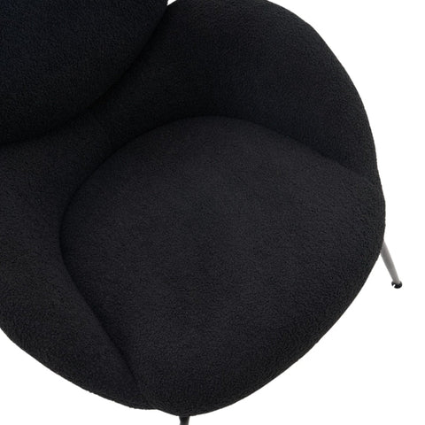 Rootz Teddy Velvet Dressing Chair - Velvet Accent Chair - Upholstered Seating - Comfortable High-Density Foam - 74.1cm x 77.9cm x 81cm, Black