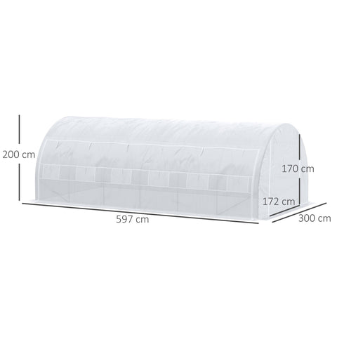 Rootz Garden Greenhouse 18m² - Plant Shelter - UV Protection - Optimal Growth - 5.97L x 3W x 2H m