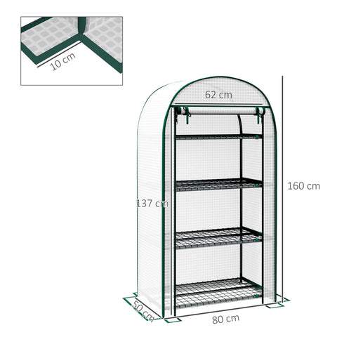 Rootz Balcony Greenhouse - Garden Greenhouse - UV-Resistant Plant Shelter - Easy Access - 80x50x160 cm White