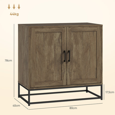 Rootz Sideboard Storage Cabinet - Buffet Table - Wooden Server - Adjustable Shelf - Brown - 80b x 40t x 78h cm