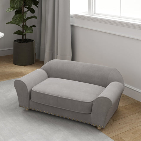 Rootz Dog Sofa - Pet Chair - Elegant Rivets - 9cm Thick Cushion - Stylish - 86.5cm x 52.5cm x 33cm