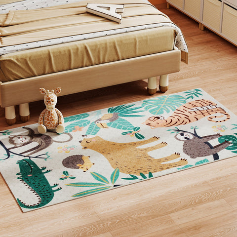 Rootz Fleece Carpet - Jungle Pattern Rug - Sherpa-Fleece Mat - Easy to Care - 150cm x 80cm x 0.7cm