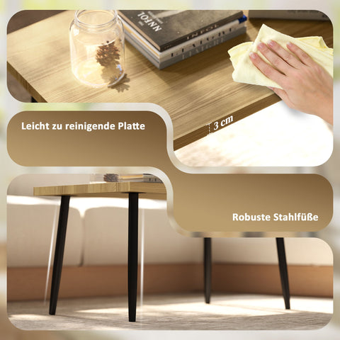 Rootz 2-Set Coffee Table - Side Table - Flexibility Table - Modern Design - 90x50x45cm (Large), 40x40x50cm (Small)