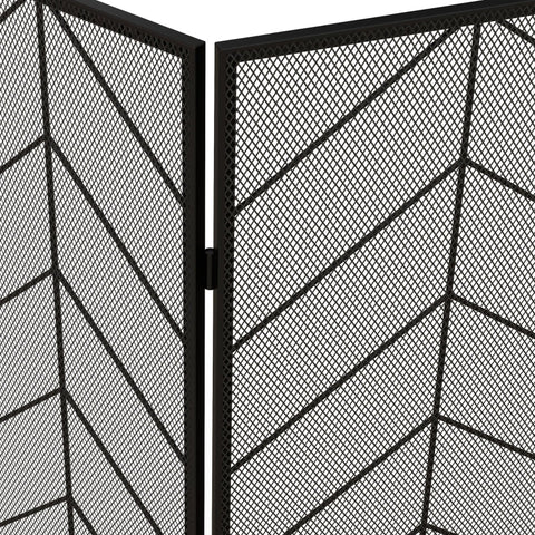 Rootz Fireplace Protection Grille - Fire Guard - Spark Protection Grid - Herringbone Pattern - Folding Panels - Powder-Coated Steel - 135cm x 1.2cm x 85cm