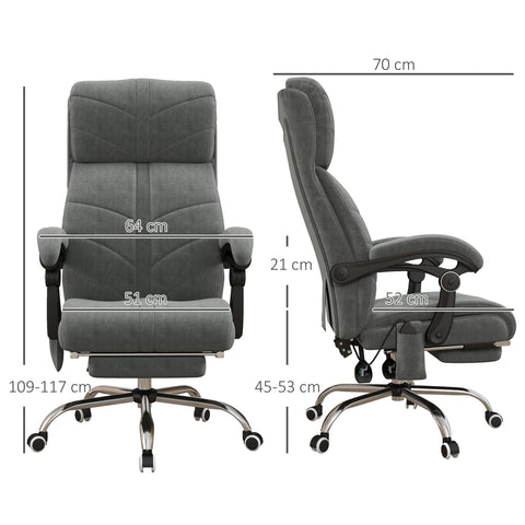 Rootz Massage Office Chair - Heated Recliner - Ergonomic Chair - Relaxation - Grey 64 x 70 x 109-117 cm