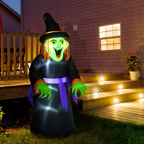 Rootz Inflatable Witch Cauldron Figure - Halloween Air Figure - LED Lighted Decoration - Durable Polyester - Weather-Resistant - 100cm x 100cm x 252cm